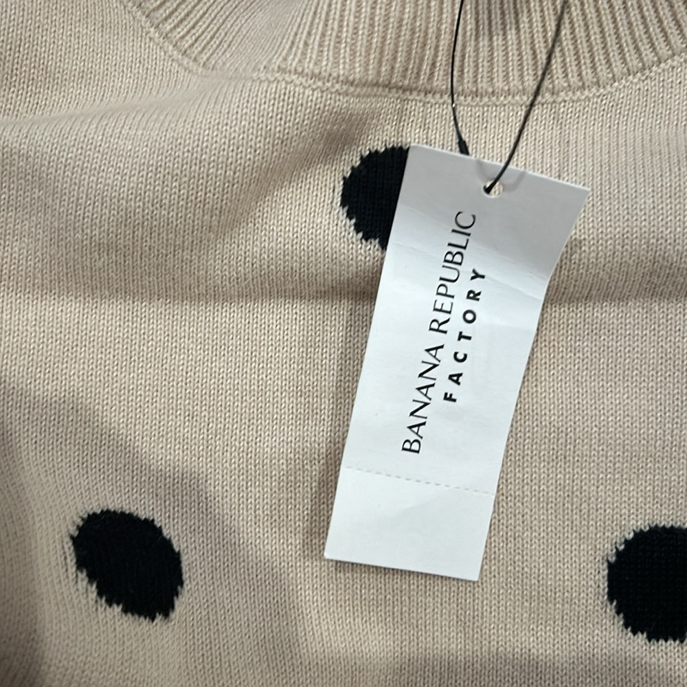 NWT Banana Republic Womens Sweater Cream Polka Dot Long Sleeve Lightweight - Picture 5 of 6